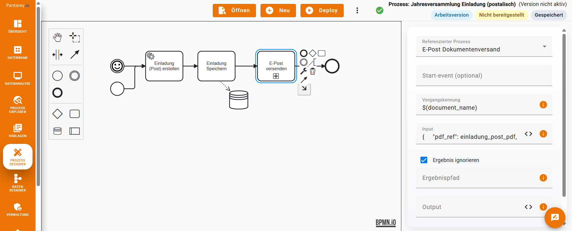 Pantarey Prozess - Automatischer Briefversand