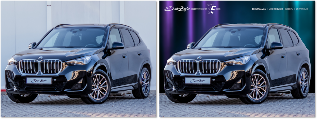 D+Z Fahrzeugbilder Vorher vs. Nachher mit besonderem Hintergrund